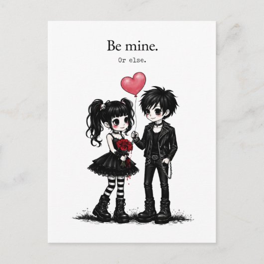 ゴスなバレンタインのポストカード Be Mine Or Else ポストカード (正面)