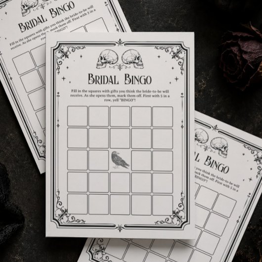 ゴスウェディングシャワービンゴゲームカード Bride or Die 招待状