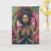 ゴスカラフルス祈の女性 カード (黄色い花)