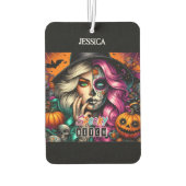 ゴスガール パーソナライズ 名前 ハロウィン カーエアーフレッシュナー (裏面)