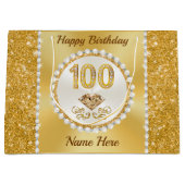 ゴスパーソナライズされたゴス100誕生日抱き枕 ラージペーパーバッグ (正面)