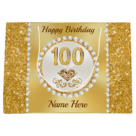 ゴスパーソナライズされたゴス100誕生日抱き枕 ラージペーパーバッグ