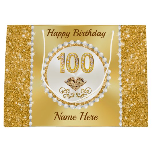 ゴスパーソナライズされたゴス100誕生日抱き枕 ラージペーパーバッグ (正面)