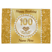 ゴスパーソナライズされたゴス100誕生日抱き枕 ラージペーパーバッグ (裏面)