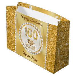 ゴスパーソナライズされたゴス100誕生日抱き枕 ラージペーパーバッグ