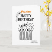 ゴスペル音楽ハッピーバースデーパーソナライズされたカード カード (黄色い花)