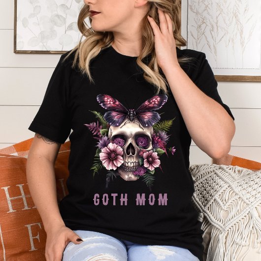 ゴスマム フラワースカル モス 紫の母の日 Tシャツ