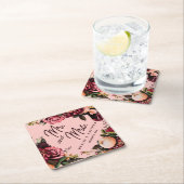 ゴスミー ピンクのロマンチックな菊 スクエアペーパーコースター (インサイチュ)