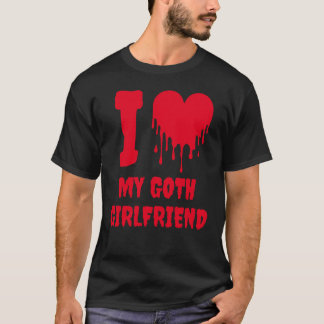 ゴスロリ彼女大好きな赤いハートのドリップデザイン Tシャツ