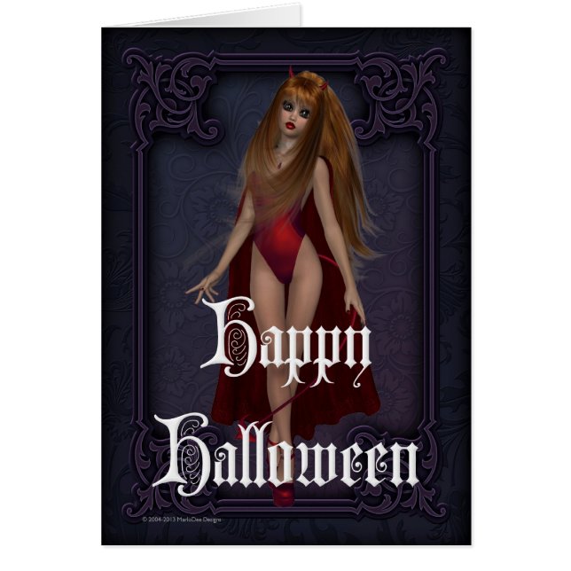 ゴス悪魔の女性 ハッピーハロウィンカード (正面)