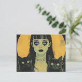 ゴス系女子と二匹の黒猫 ポストカード (スタンド正面)