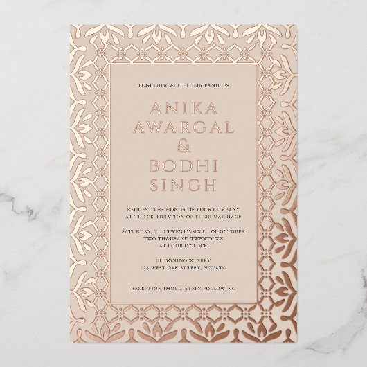 ゴス華美インディアンフレ結婚ームの実在s 箔招待状 (正面)