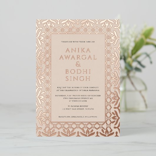 ゴス華美インディアンフレ結婚ームの実在s 箔招待状 (立ち正面)