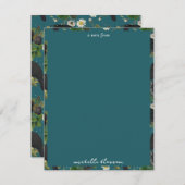 ゴス風のクロス&ブラックローズ ディープティールパターン ノートカード (正面/裏面)