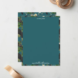 ゴス風のクロス＆ブラックローズ ディープティールパターン ノートカード