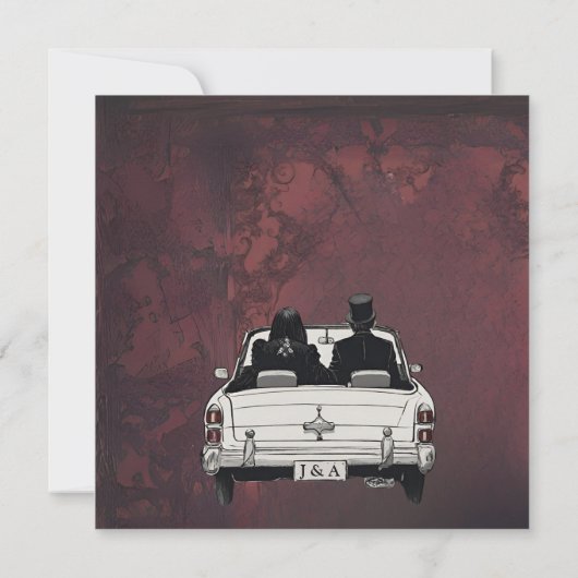 ゴス風ウェディングステーショナリー ダーク ムーディ セーブザデート (裏面)