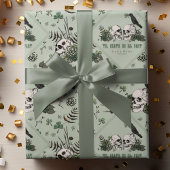 ゴス風セントパトリックデーの花のドクロ アイリッシュウェディング ラッピングペーパー