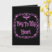 ゴス バレンタイン 鍵は私の心 ピンク カード (黄色い花)