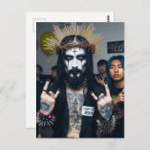 ゴス・パンクロックのイエス・キリストが誕生日パーティーで ポストカード (正面/裏面)