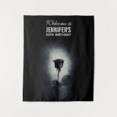 ゴス ブラックローズ 血が滴る 不気味な誕生日 タペストリー (正面)