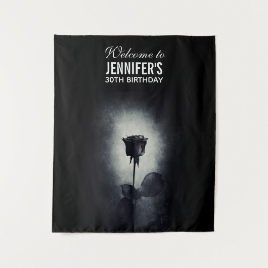 ゴス ブラック ローズ 血が滴る 不気味な誕生日 タペストリー (正面)