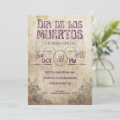 ゴス ヴィンテージ パープル ディア デ ロス ムエルトス パーティー 招待状 (スタンド正面)