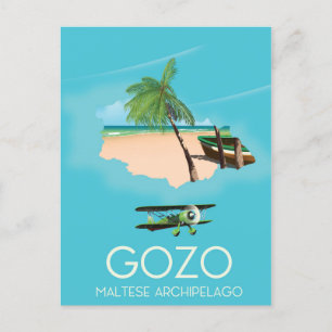 ゴゾマルチーズ群島地図旅行ポスター。 ポストカード