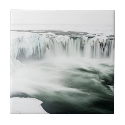 ゴダフォスの滝冬アイスランド タイル (正面)