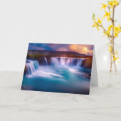 ゴダフォス、アイスランドウォーターフォールズ カード (黄色い花)