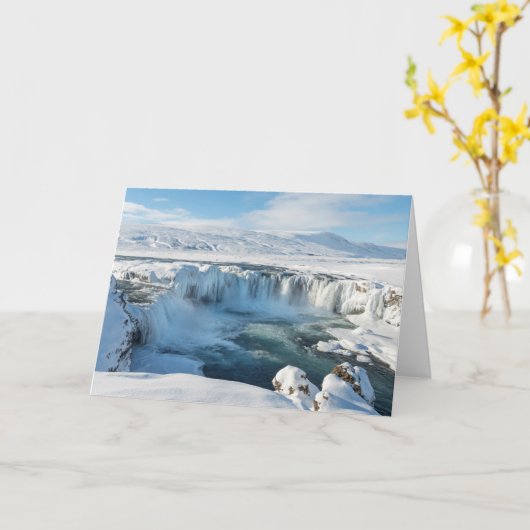 ゴダフォス·ウォーターフォール風景 カード (黄色い花)