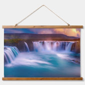 ゴダフスの滝、アイスランドの美しい風景 吊り下げ型タペストリー (正面)