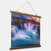 ゴダフスの滝、アイスランドの美しい風景 吊り下げ型タペストリー (傾斜あり)