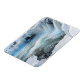 ゴダフスの滝，冬，アイスランド2 マグネット (左側)