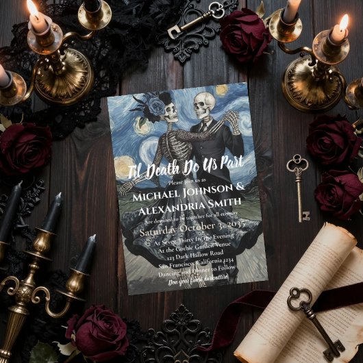 ゴッシックウェディング Til Death スケルトン ヴァンゴッホ 招待状