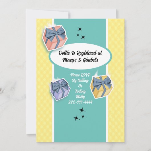 ゴッシピンハウスワイドメイズヘンパーティーブライダルシャワー 招待状 (裏面)