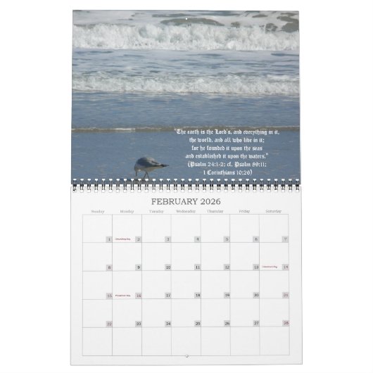 ゴッズグリーンアース+自然聖なる書物、 経典引用文 カレンダー (2月 2026)