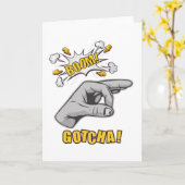 ゴッチャフィンガーホールハンドミームジョークいたずら カード (黄色い花)