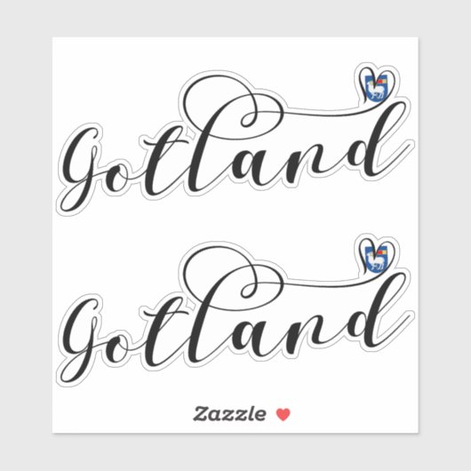 ゴットランド国旗のハートスクリプトデザイン、スウェーデン シール (シート)