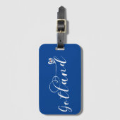 ゴットランド国旗のハートスクリプトデザイン、スウェーデン ラゲッジタグ (正面縦)