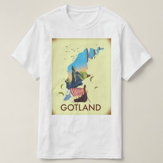 ゴットランド バルト海 ヴァイキング 旅行地図 Tシャツ (デザイン正面)