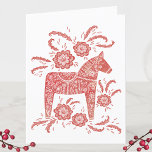 ゴッドジュルダラホースホリデーカード シーズンカード<br><div class="desc">スウェーデン伝統的語またはノルウェー語のフォークアートのダラ赤と白ホース。オリジナルアートby Nic Squirrell.God Julの挨拶と名前を変更してパーソナライズ。</div>