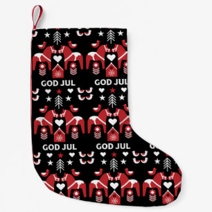 ゴッドジュールスウェーデンフォークアート スモールクリスマスストッキング