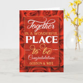 ゴッドソンと彼の妻の結婚おめでとう赤いバラ カード (黄色い花)