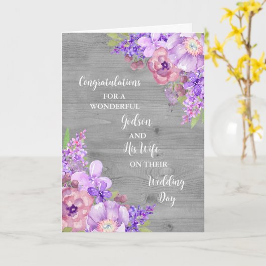 ゴッドソンと彼の妻の結婚式の日おめでとう カード (黄色い花)