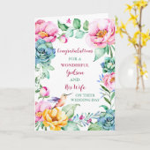 ゴッドソンと彼の妻の結婚式の日おめでとう カード (黄色い花)