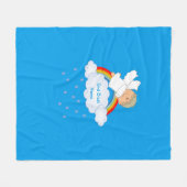 ゴッドソンギフトかわいいエンジェルレインボーパーソナライズされた フリースブランケット (正面(横))