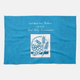 ゴッドソンファースト・コミューン、小麦、ぶどうブルー キッチンタオル