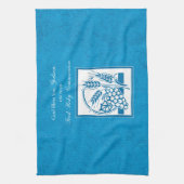 ゴッドソンファースト・コミューン、小麦、ぶどうブルー キッチンタオル (縦)