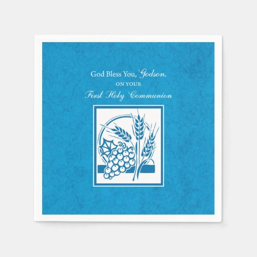 ゴッドソンファースト・コミューン、小麦、ぶどうブルー スタンダードカクテルナプキン (正面)