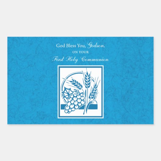 ゴッドソンファースト・コミューン、小麦、ぶどうブルー 長方形シール (正面)